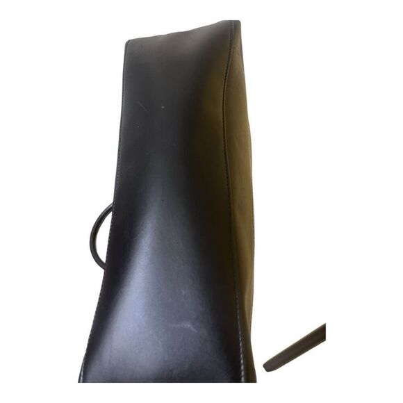 Tory Burch Wool Flannel Leather Trim Jaden Tote Shoulder Bag Black Gray Almost E - Picture 3 of 7